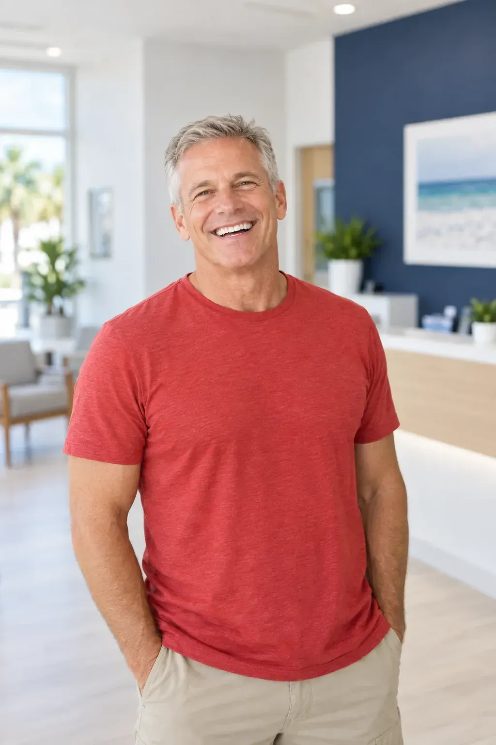 Confident woman in her fifties with a relaxed smile, a typical Emsculpt NEO candidate at Ready Pain Management