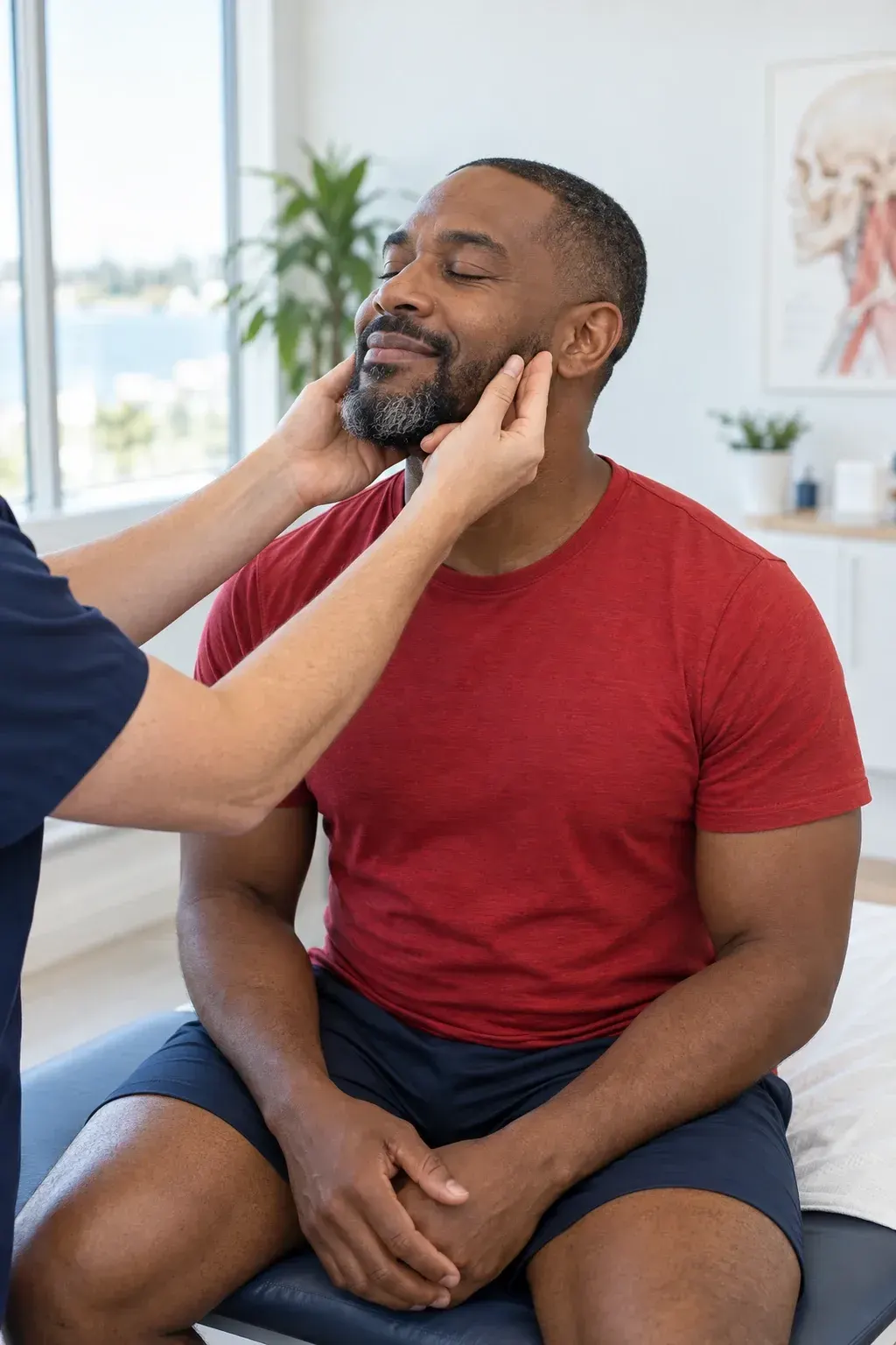 Adult patient in Gulf Breeze, FL describing clicking and jaw pain symptoms before TMJ treatment at Ready Pain Management